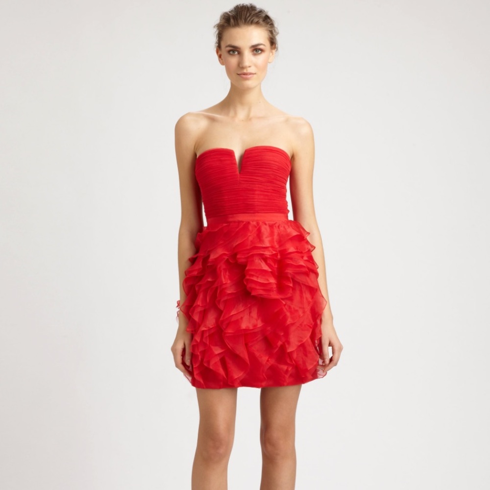 BCBGMaxazria - Red Formal Ruffle Dress - Picture 4 of 5